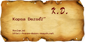 Kopsa Dezső névjegykártya
